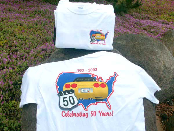 Brass Ring Multimedia design: All 50 Corvette logo on T-shirt (image)