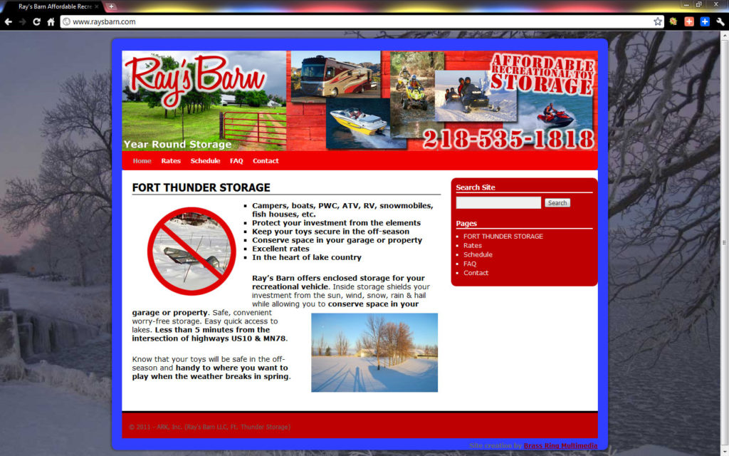 Ray's Barn / Thunder Road Storage Home page design ($397 WordPress special!)
