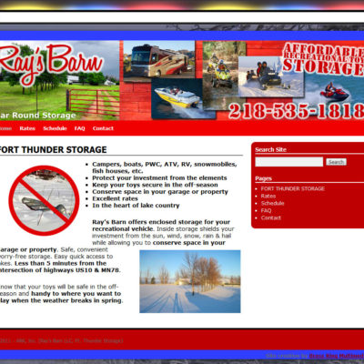 Ray's Barn / Fort Thunder Storage WordPress Website Design