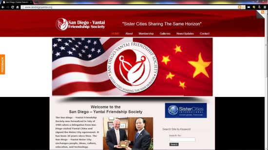 San Diego - Yantai Friendship Society WordPress website by Brass Ring Multimedia