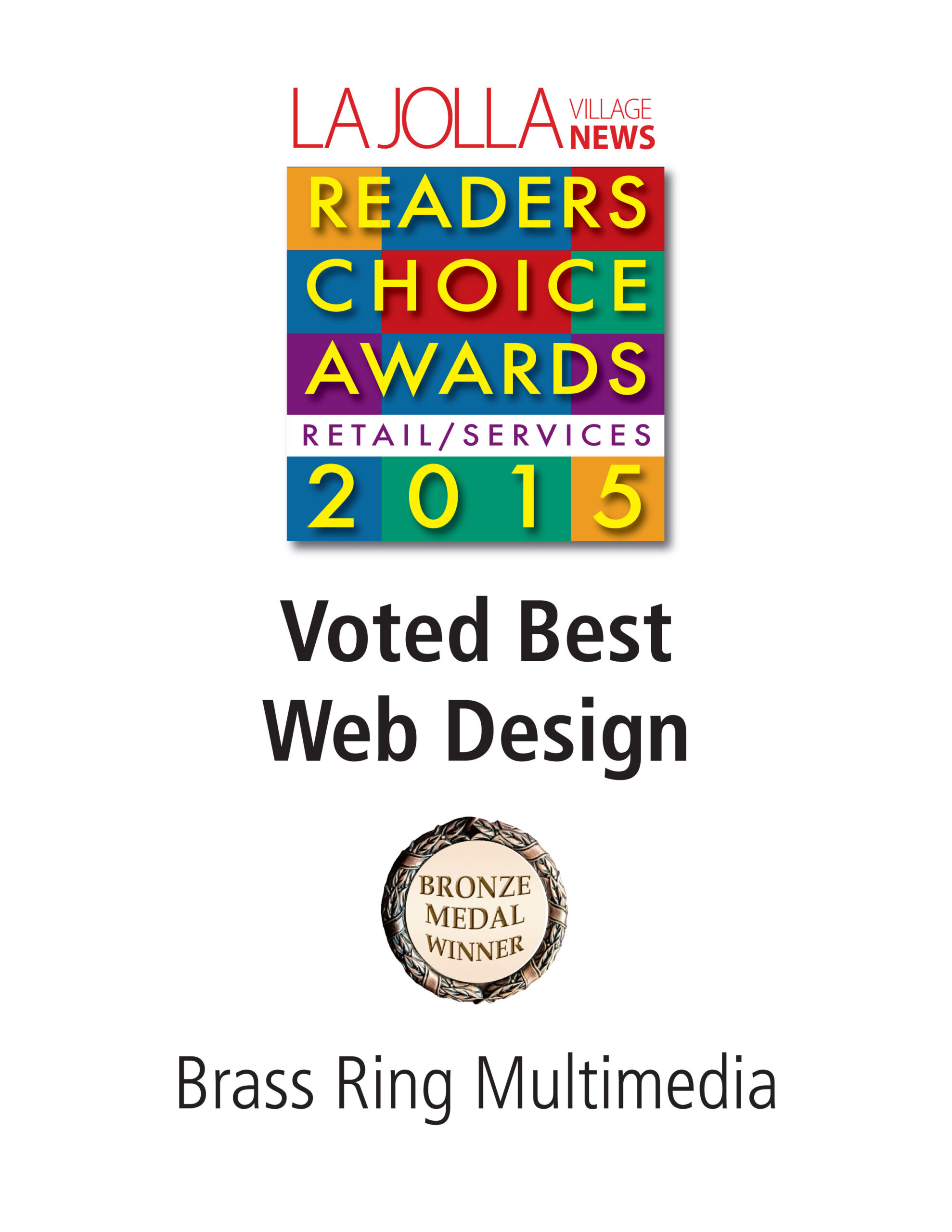 Brass Ring Multimedia Wins 2015 Best  Design Award, La Jolla Village News Readers Choice