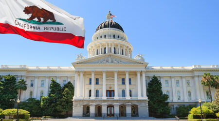 California State Capitol with Flag